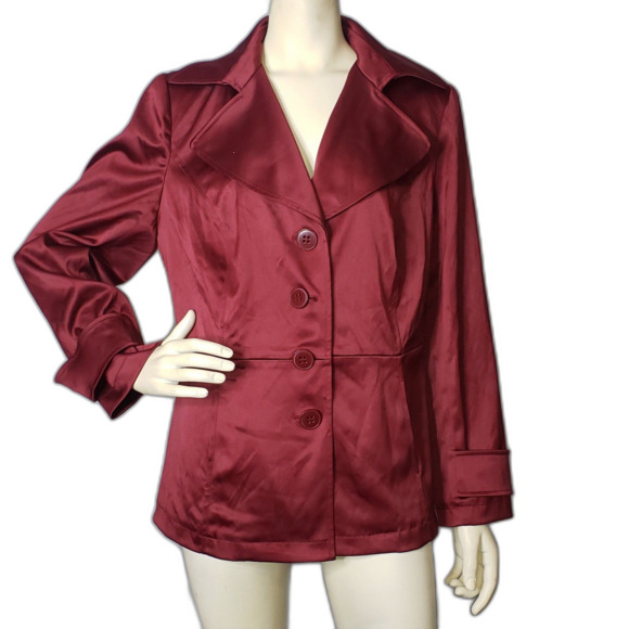 LANE BRYANT Berry Satin Trench Womens Plus Size 16 - Picture 1 of 6